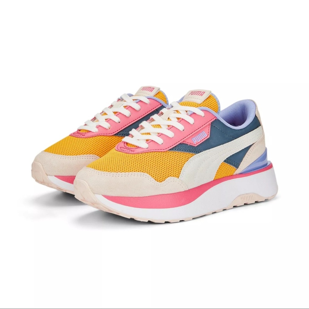 Puma cruise rider color block platform sneakers size 9, worn once, like new!